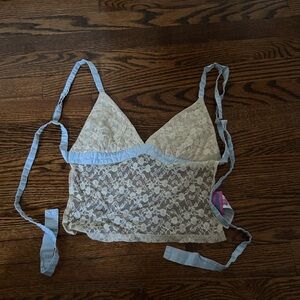 Edikted Cream and Blue Lace Chemise